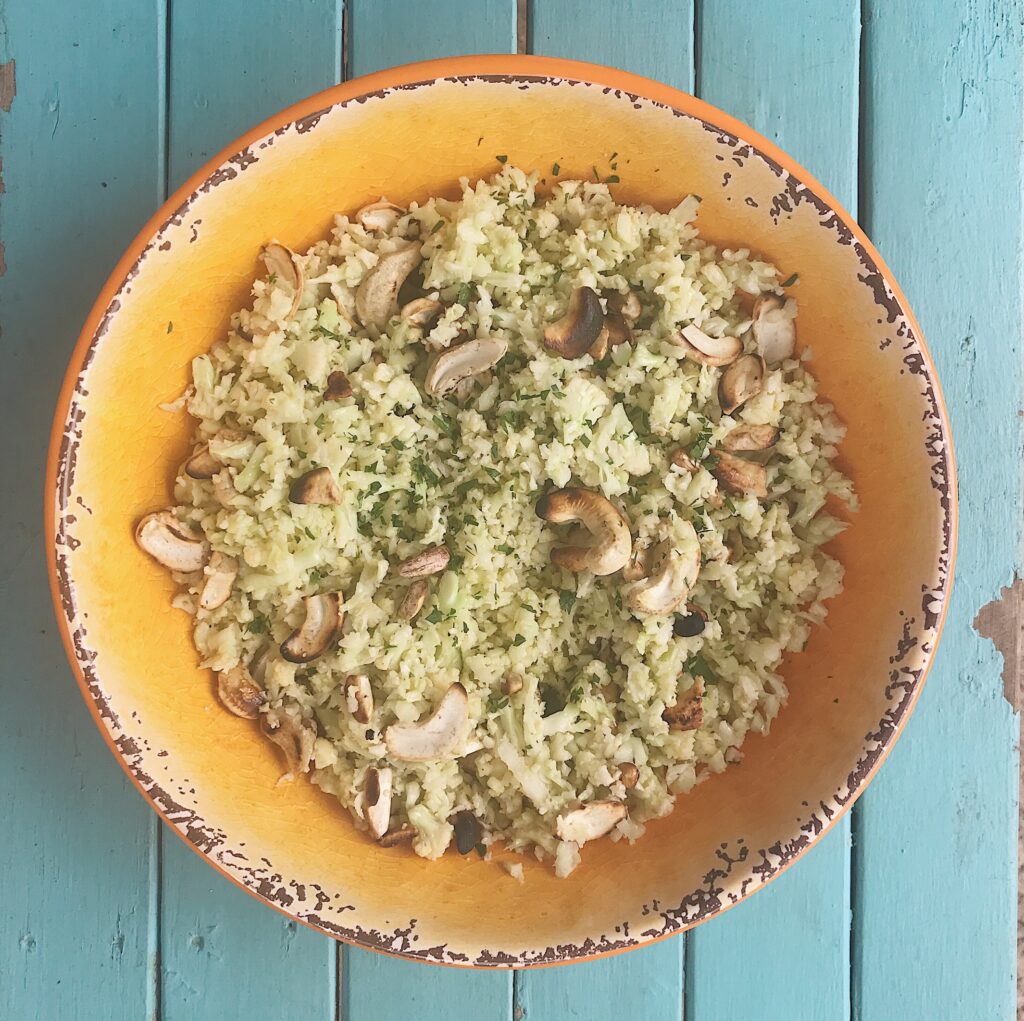 Arroz de couve-flor com castanhas